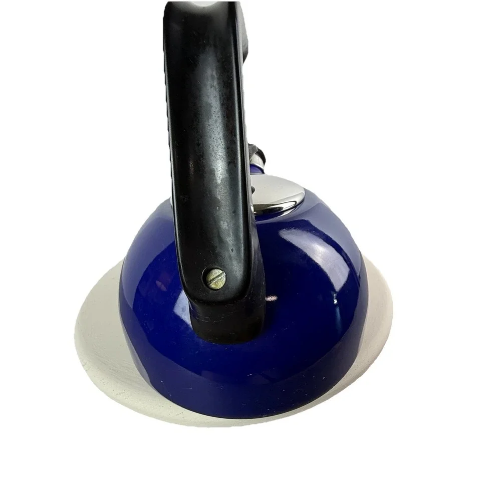 ONEIDA‎ Tea Kettle Aegean Sea Blue Porcelain Steel Spain LOUD Whistling Nice